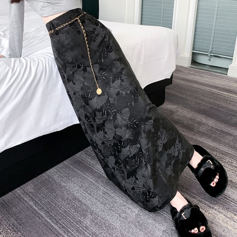 Midi Skirt A-Line High Floral Rise