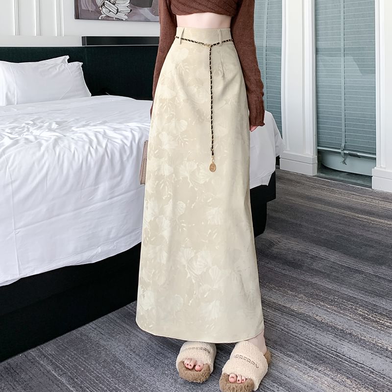 Midi Skirt A-Line High Floral Rise