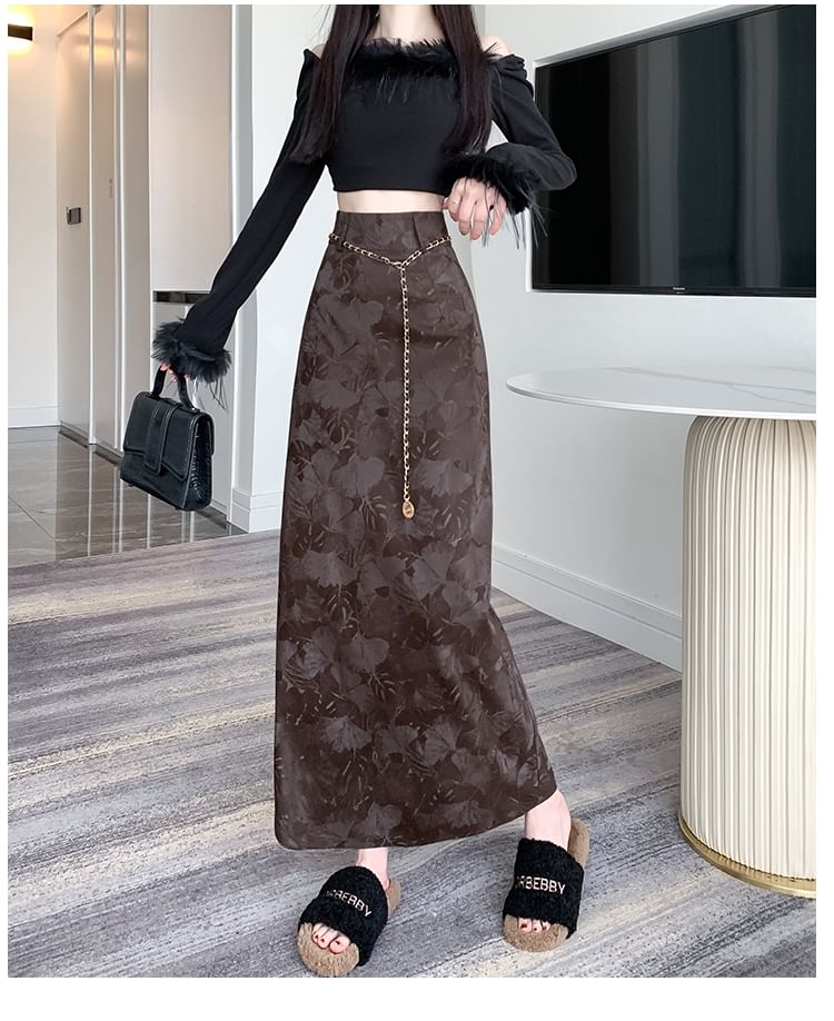 Midi Skirt A-Line High Floral Rise