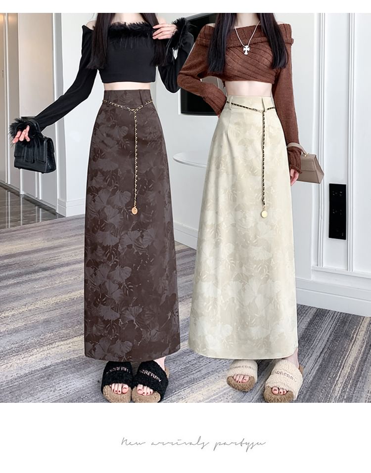 Midi Skirt A-Line High Floral Rise