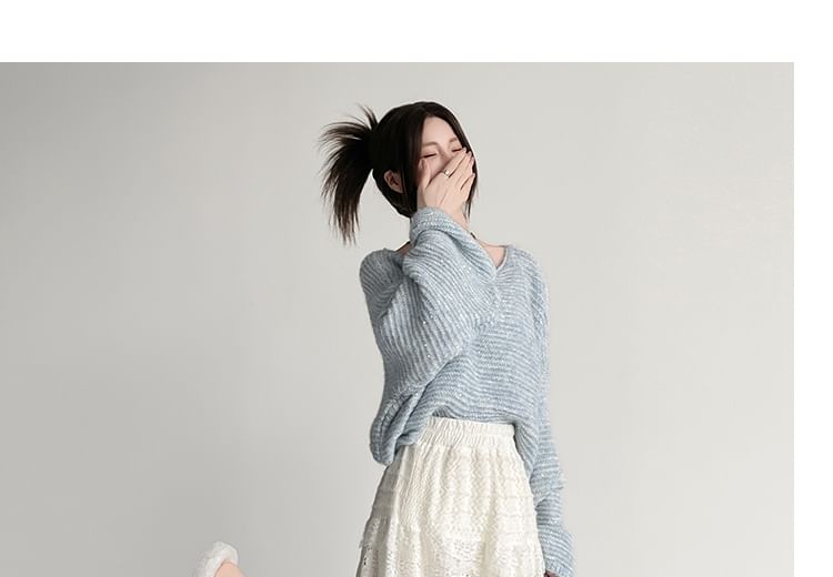 Waist A-Line Plain Lace Skirt Midi High Panel