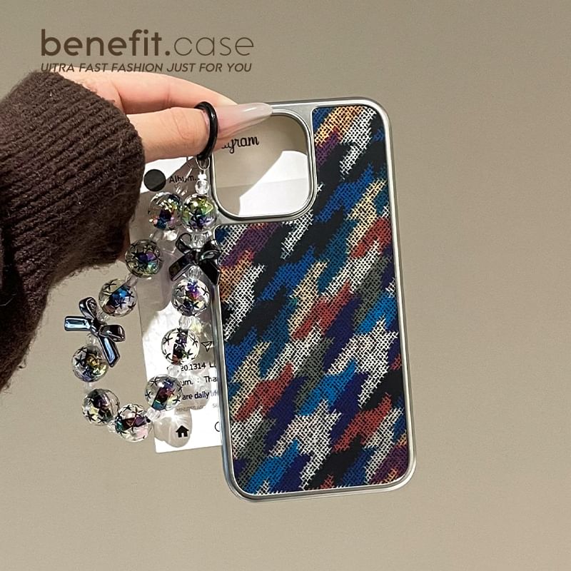 / Case Set Strap Houndstooth Phone