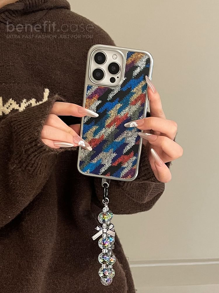 / Case Set Strap Houndstooth Phone