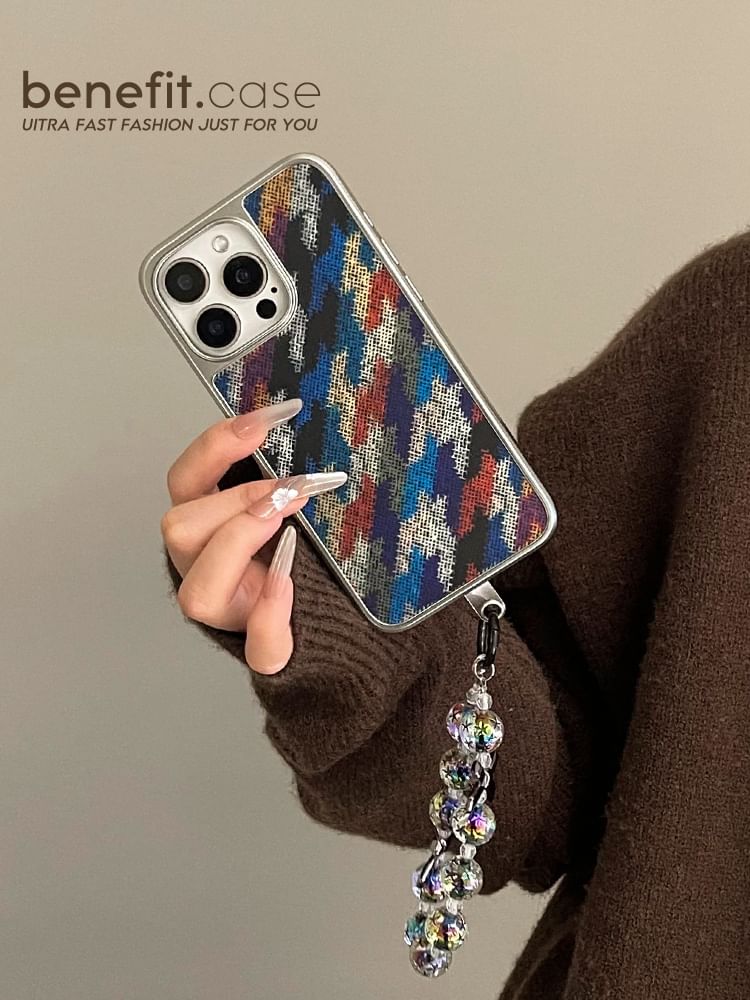 / Case Set Strap Houndstooth Phone