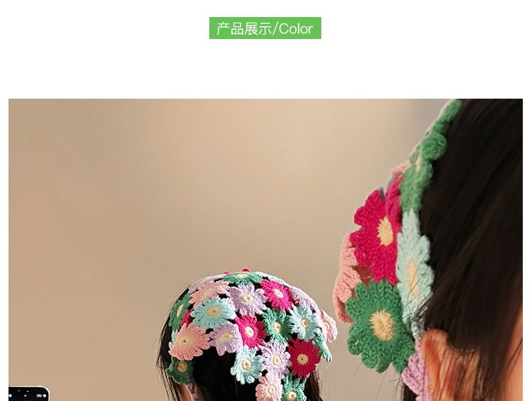 Triangle Scarf Floral Head Knit