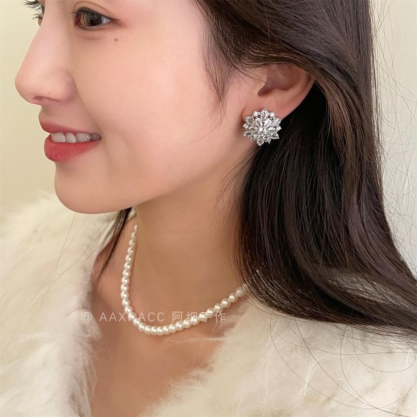 Stud Earring Rhinestone Flower