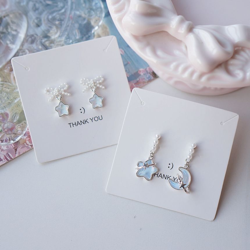 Star Pearl Dangle Earring Faux