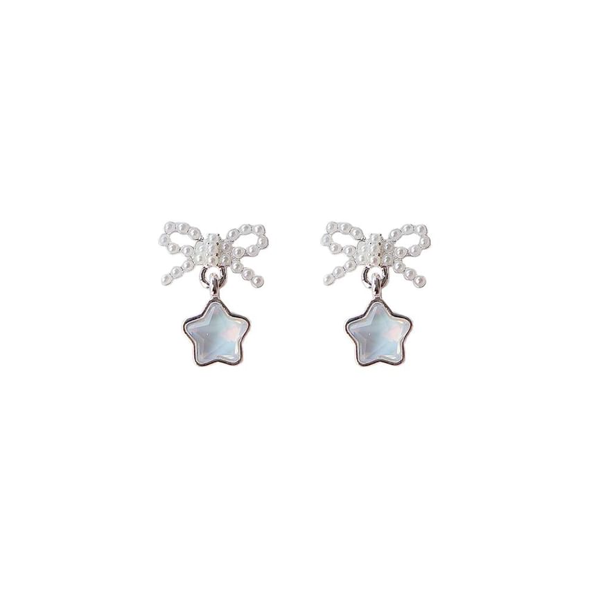 Star Pearl Dangle Earring Faux