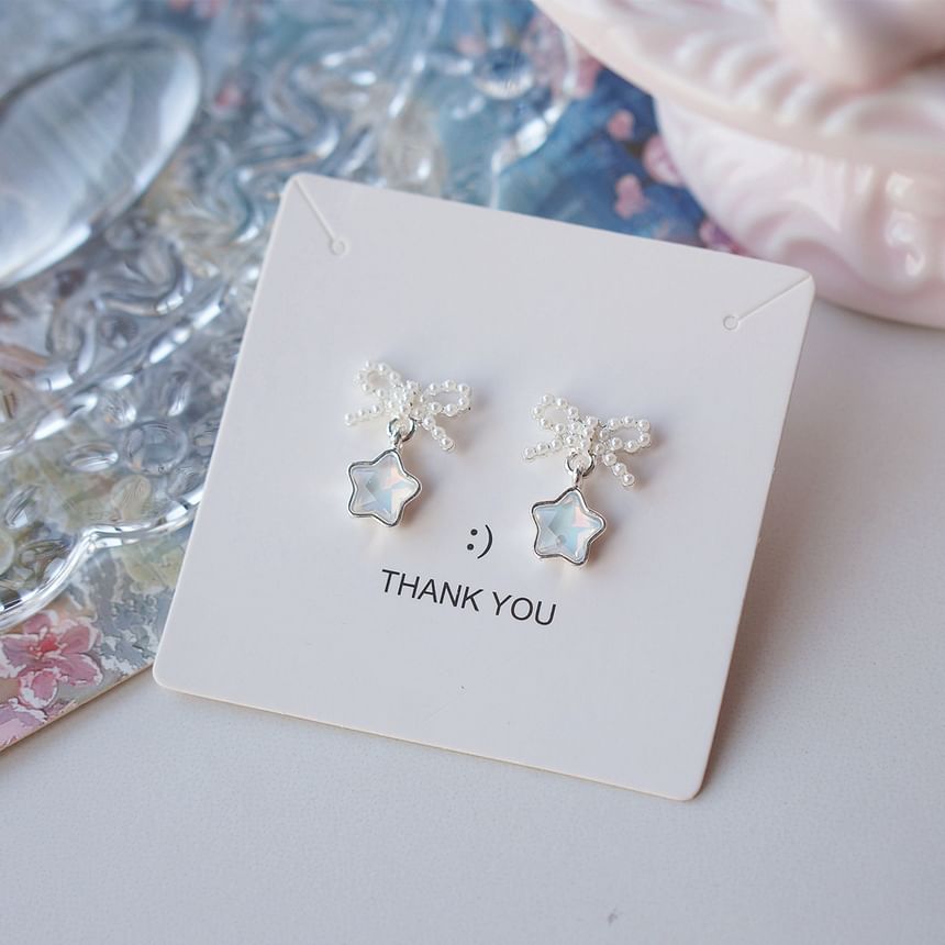 Star Pearl Dangle Earring Faux