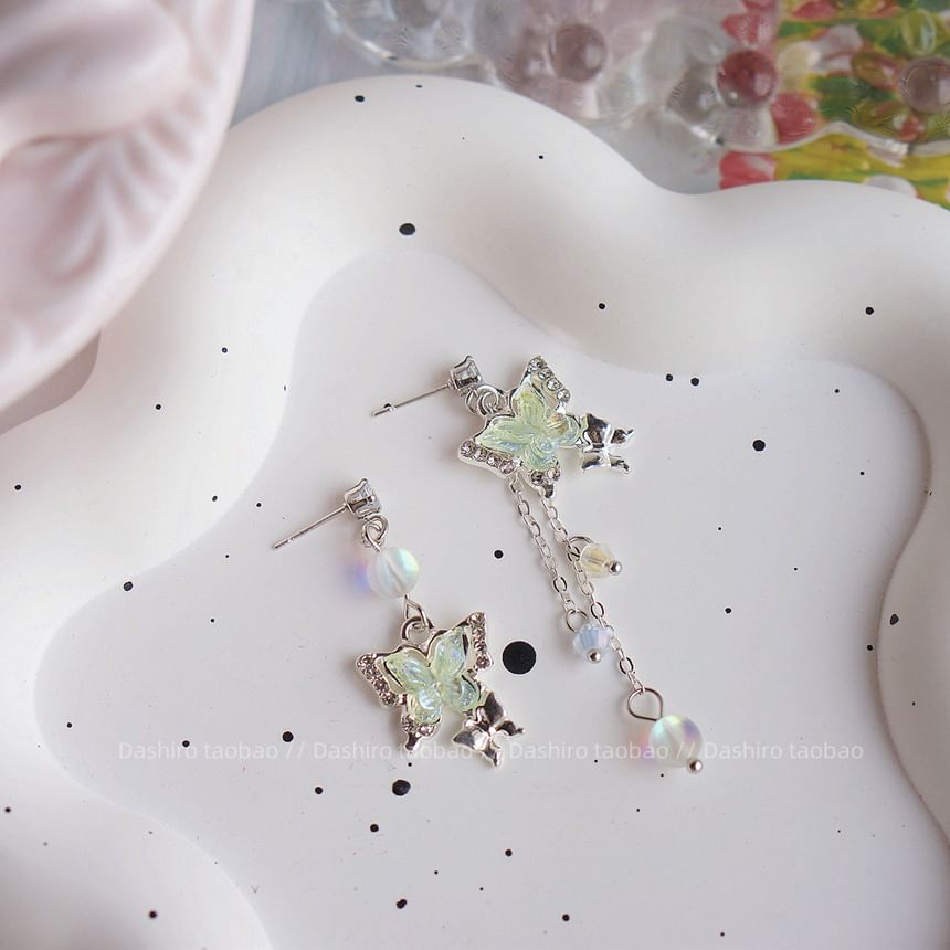 Dangle Clip / Earring Butterfly Beaded On