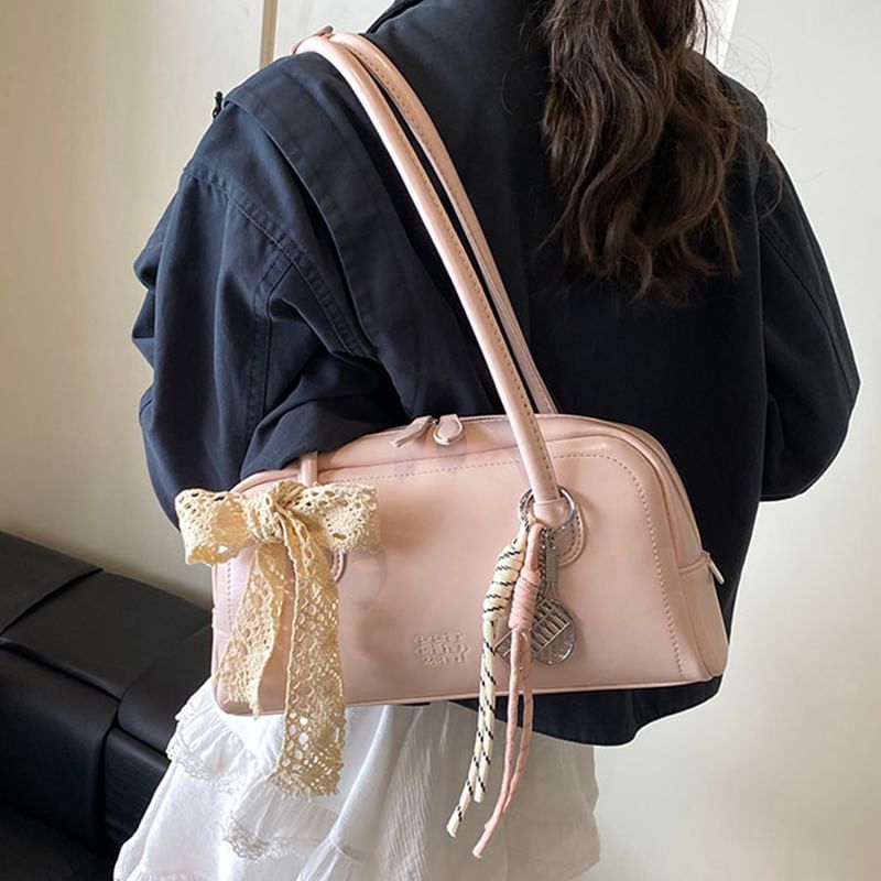 Faux Bag Leather Lettering Bowler