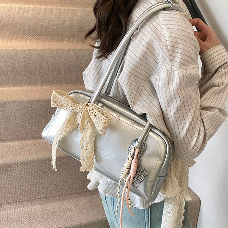 Faux Bag Leather Lettering Bowler