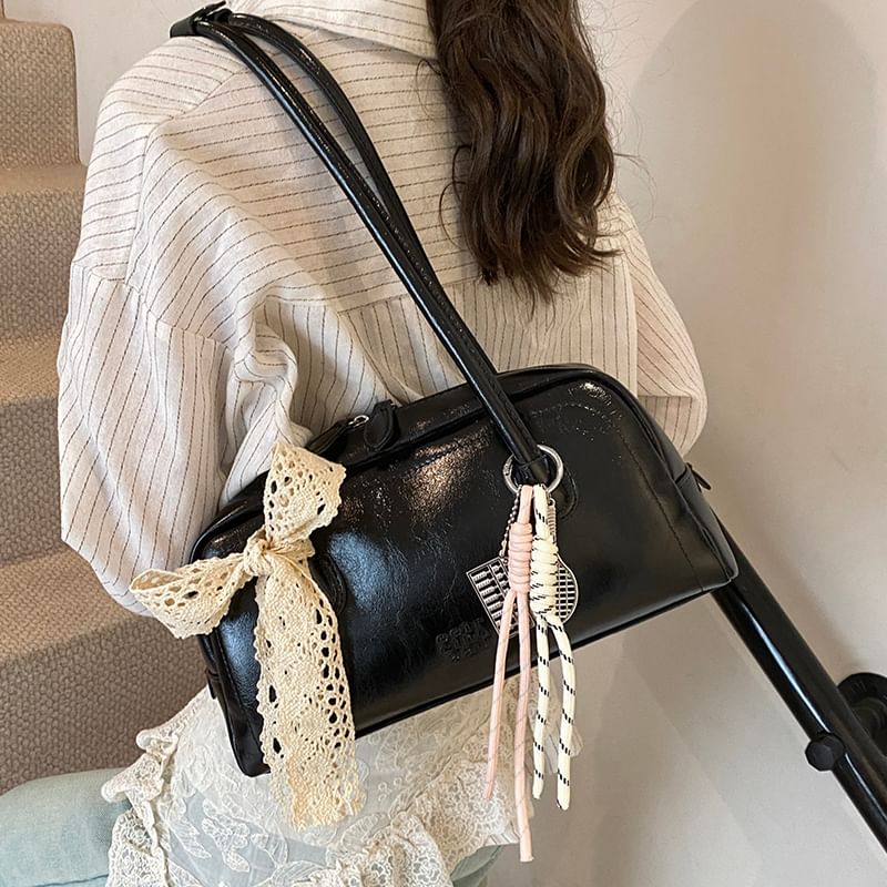 Faux Bag Leather Lettering Bowler