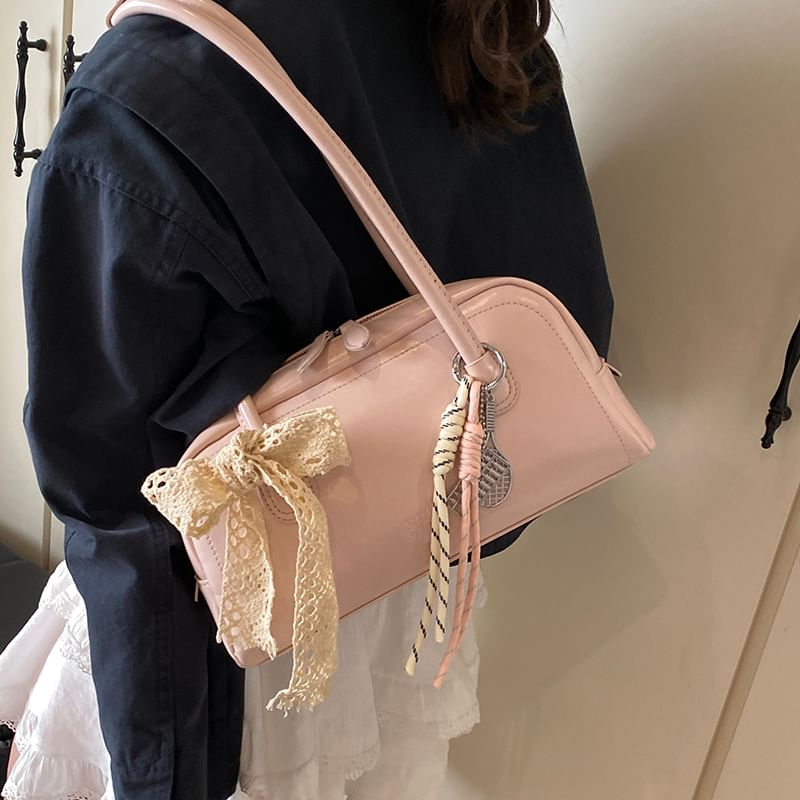 Faux Bag Leather Lettering Bowler