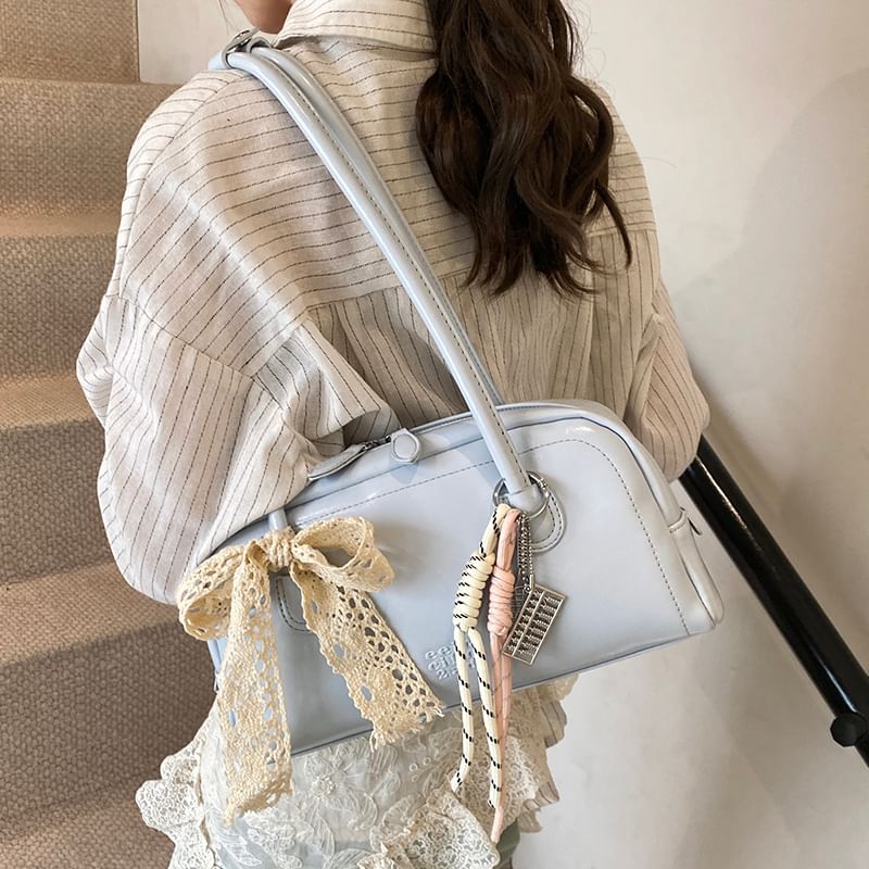 Faux Bag Leather Lettering Bowler