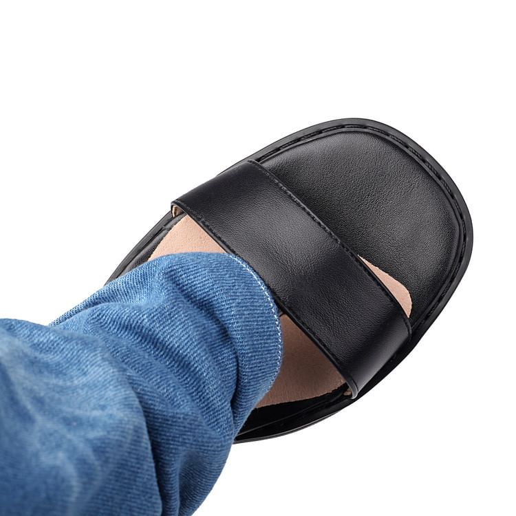 Denim Heel Short Boots Block Thong Washed