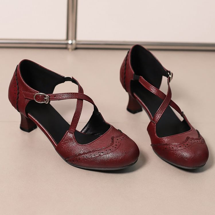 Brogue Low Heel D'Orsay Sandals