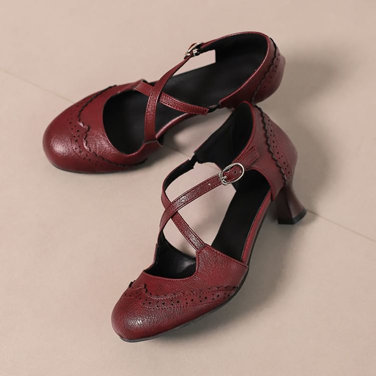 Brogue Low Heel D'Orsay Sandals