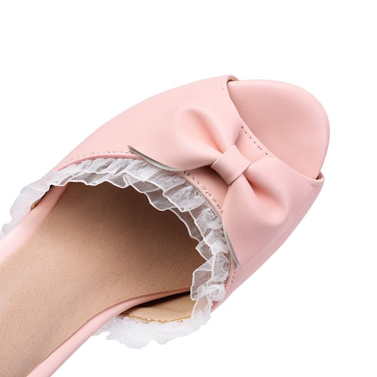 Heel Sandals Pearl High Ruffle Faux Trim