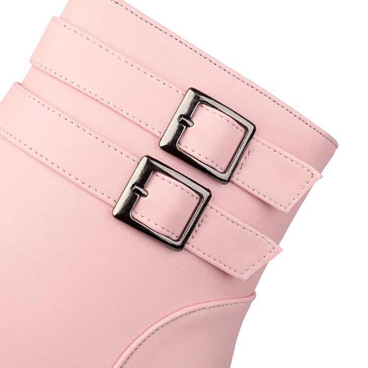 Peep-Toe Plain Boots Heel Short High