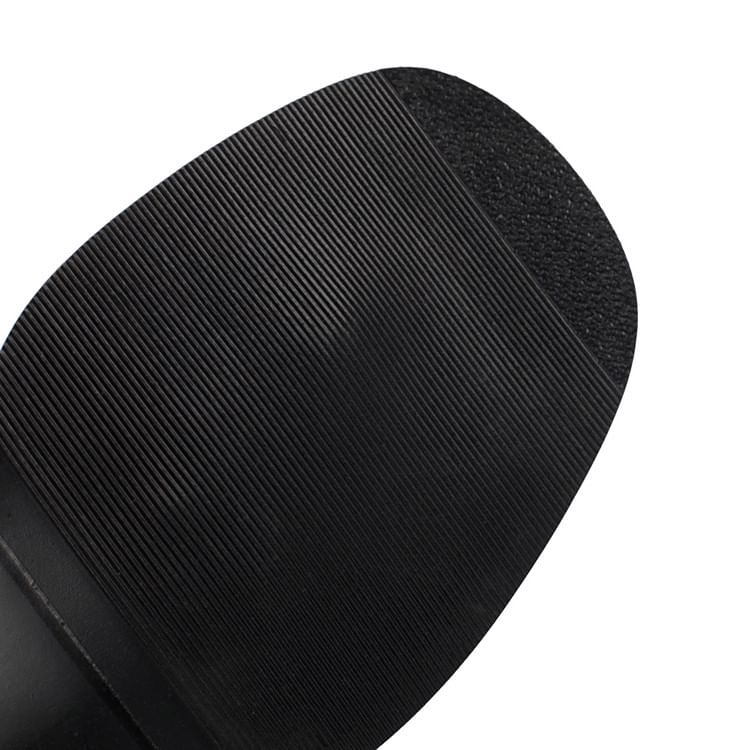 Chunky Thong Heel Denim Washed Tall Boots