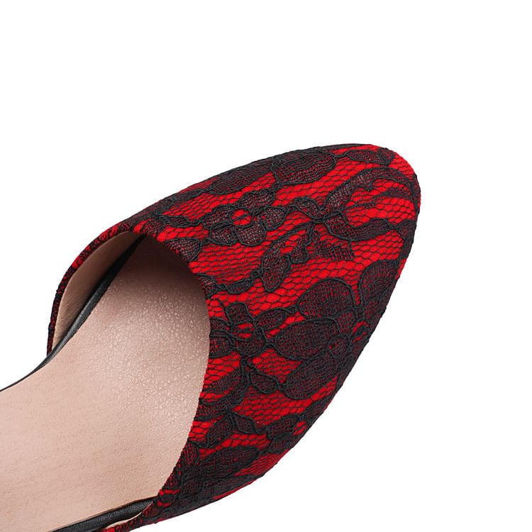Lace Heel Low Panel D'Orsay Sandals