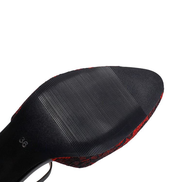 Lace Heel Low Panel D'Orsay Sandals