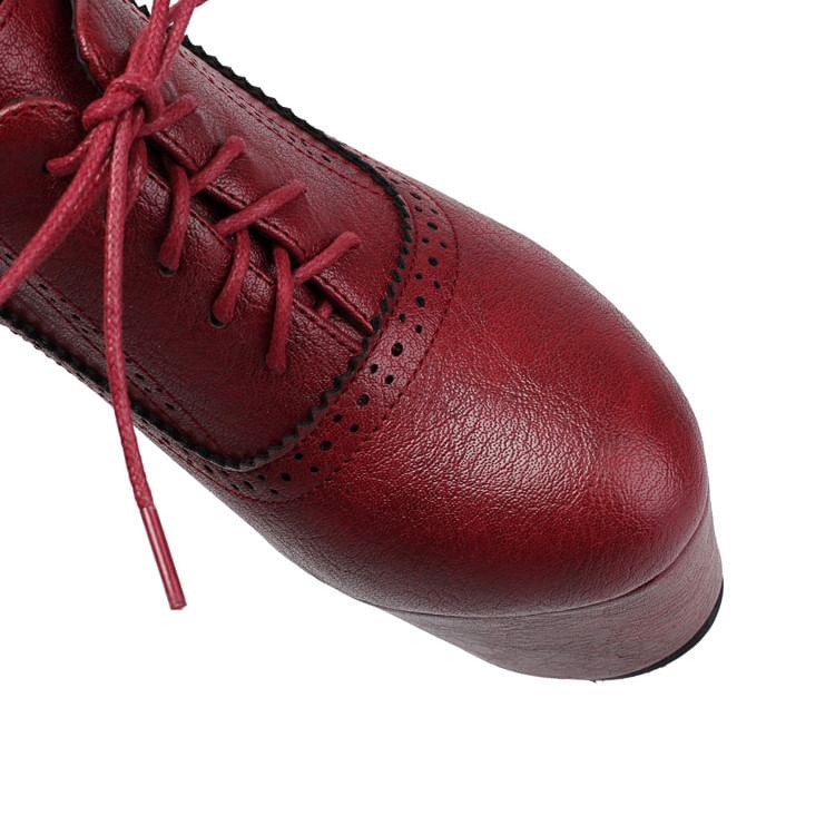 Shoes Lace-Up Platform Brogue Stiletto Heel