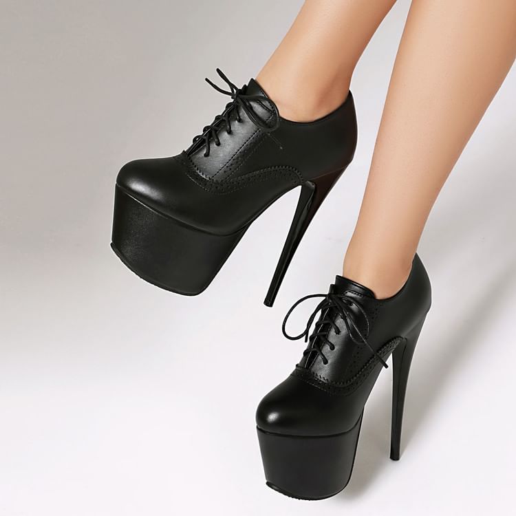 Shoes Lace-Up Platform Brogue Stiletto Heel
