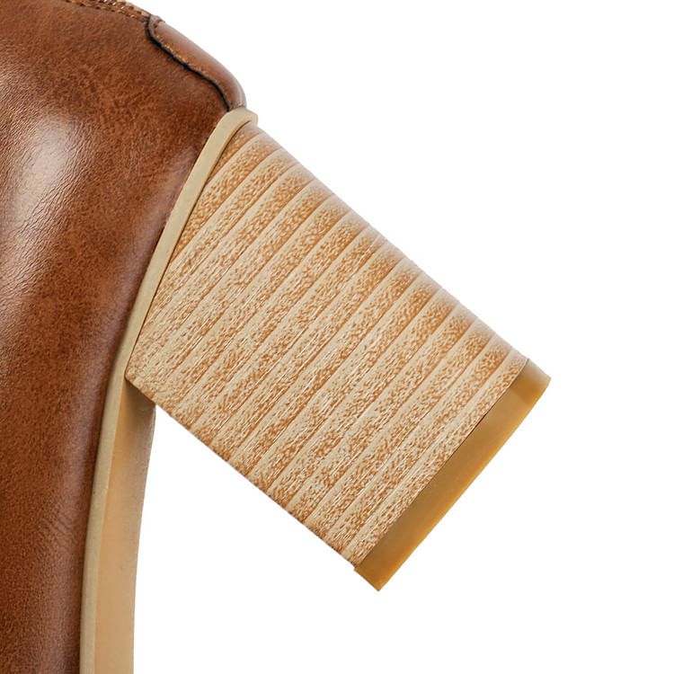 Chunky Jane Heel Mary Round Pumps Toe