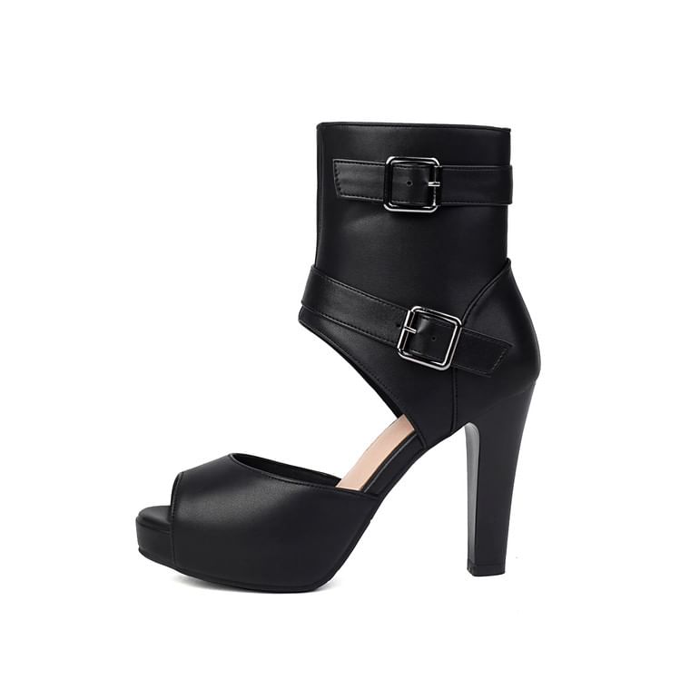 Short Boots Peep-Toe Thong Heel High