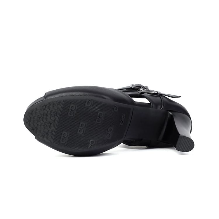 Short Boots Peep-Toe Thong Heel High