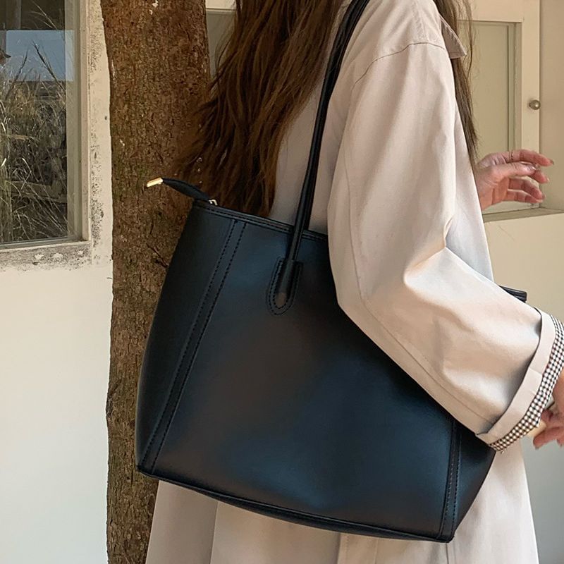 Bag Faux Leather Plain Tote