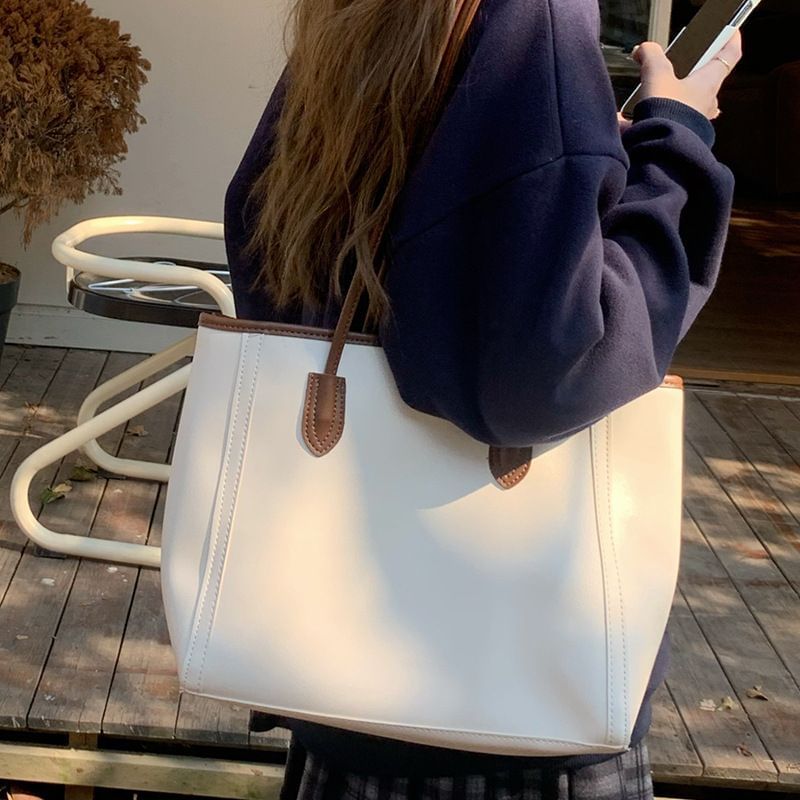 Bag Faux Leather Plain Tote