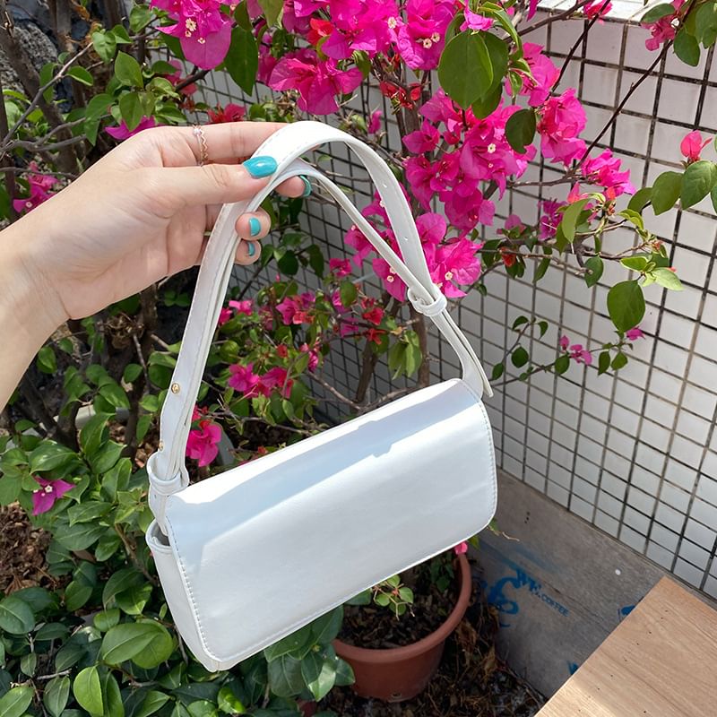Faux Flap Leather Bag Crossbody Plain