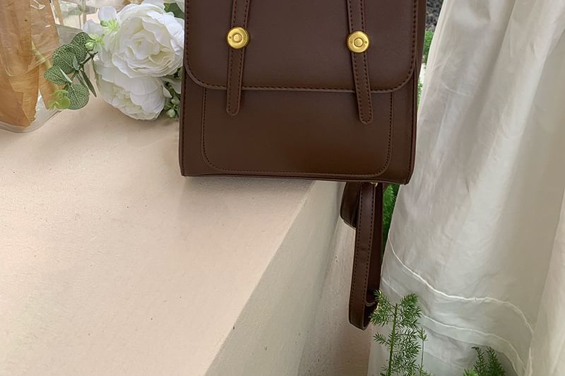 Leather Faux Backpack Plain Flap
