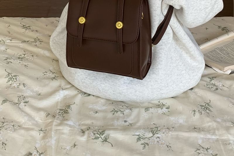 Leather Faux Backpack Plain Flap