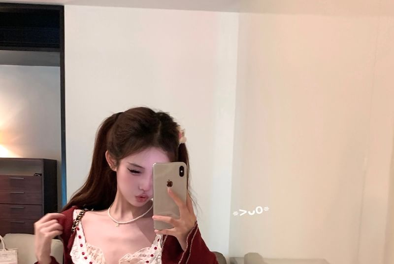 Panel Sleeveless Bow Print / Waist Plaid Ruffle Striped Mini High A-Line Cardigan Skirt Top Floral