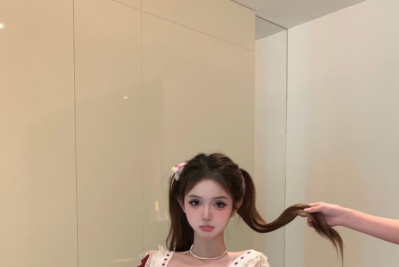 Panel Sleeveless Bow Print / Waist Plaid Ruffle Striped Mini High A-Line Cardigan Skirt Top Floral