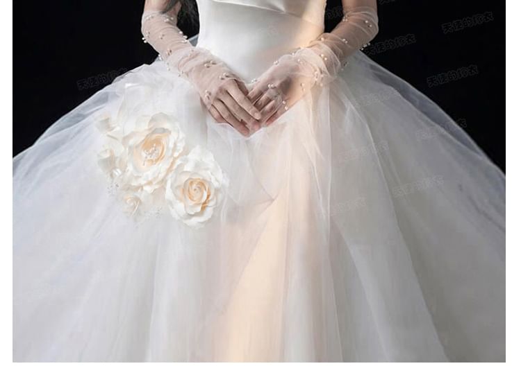 Gown Floral Wedding Ball Shirred Strapless
