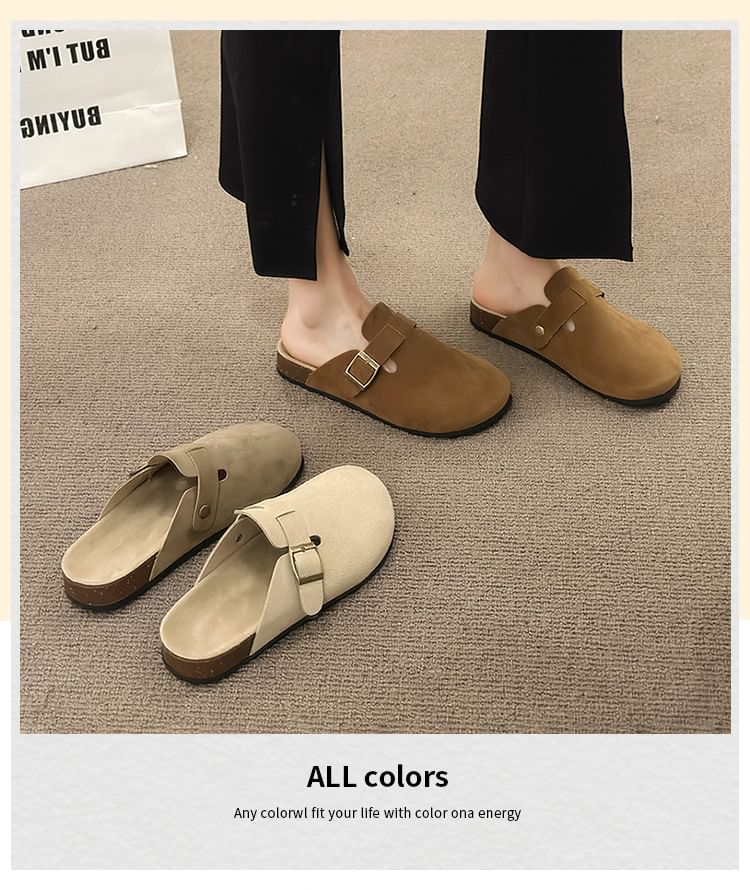 Platform Buckled Mules Plain