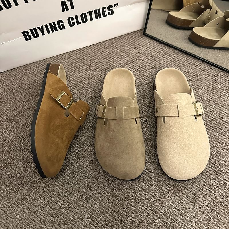 Platform Buckled Mules Plain