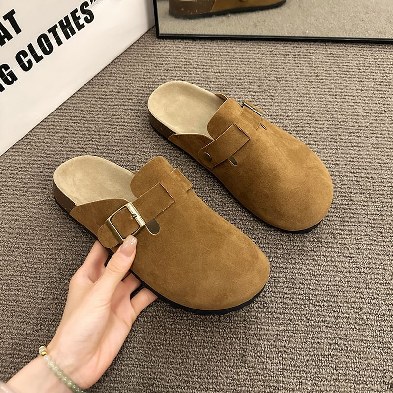 Platform Buckled Mules Plain