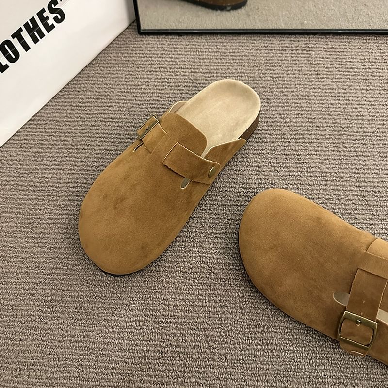 Platform Buckled Mules Plain