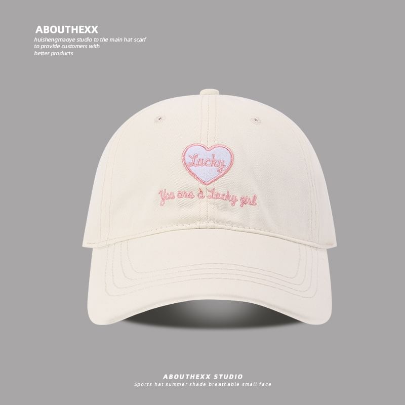 Lettering Cap Embroidered Heart Baseball