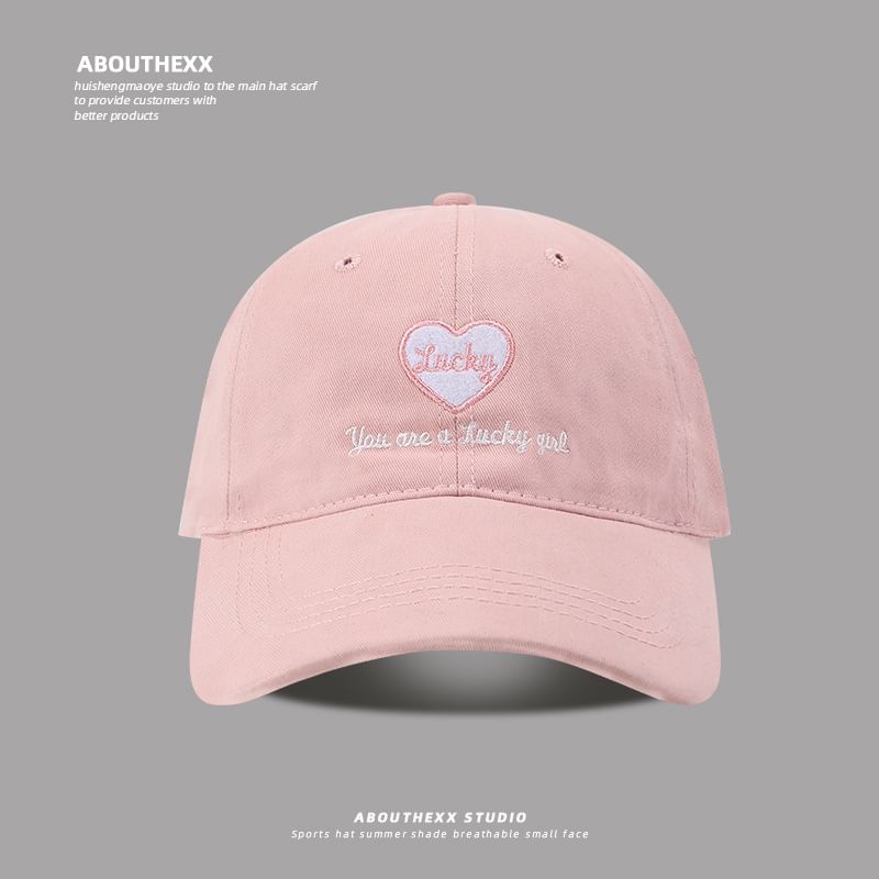 Lettering Cap Embroidered Heart Baseball