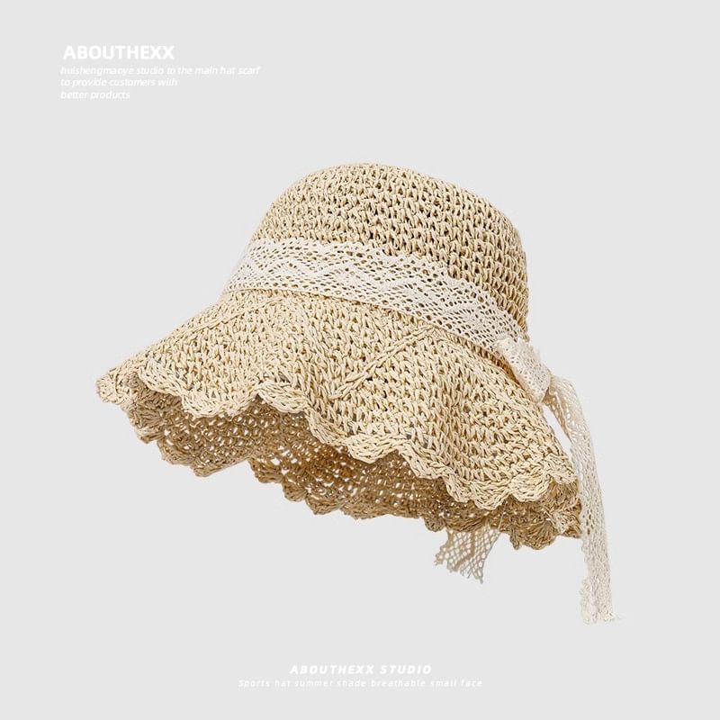 Bow Hat Straw Sun