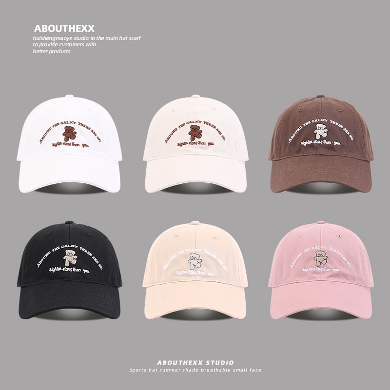 Baseball Cap Bear Embroidered Lettering