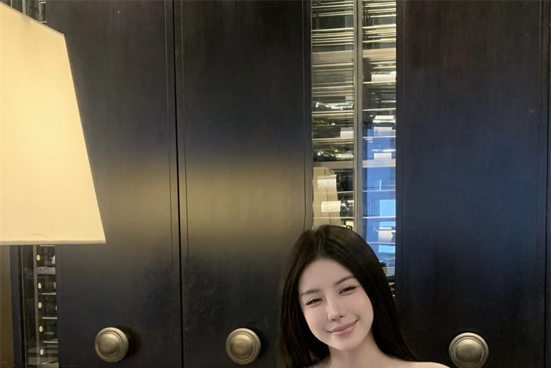 Rhinestone Tank Accent Slim Top One-Shoulder Crop Fit