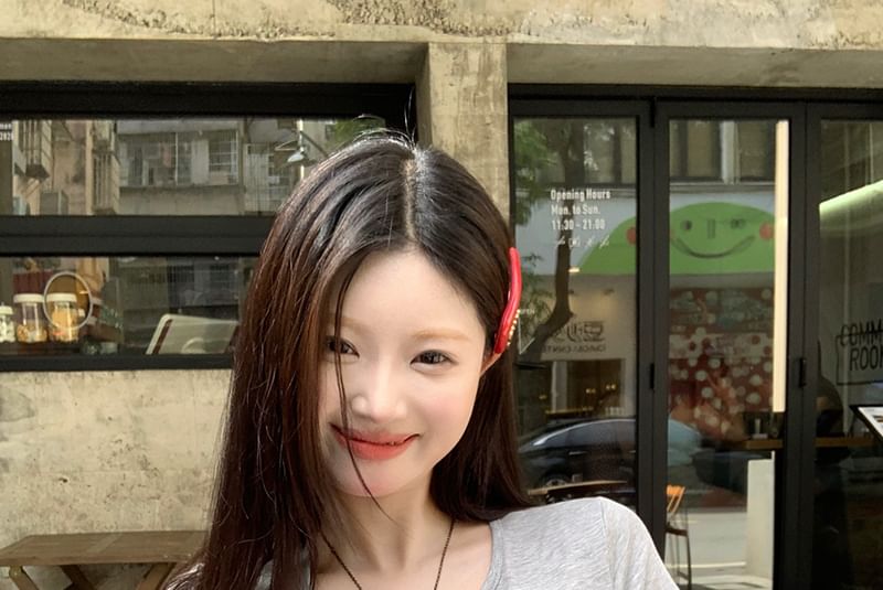 Neck Short Henley Tee Plain Sleeve